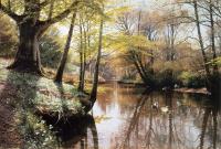 Monsted, Peder Mork - A River Landscape in Springtime